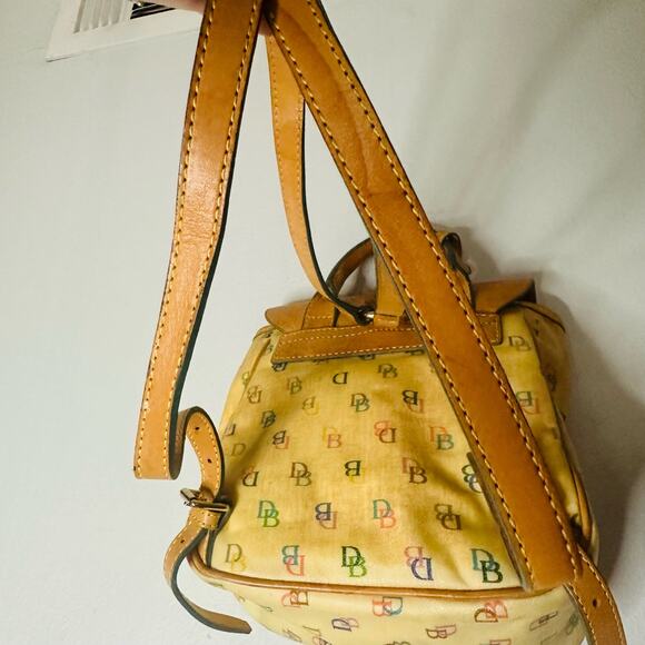 Vintage DOONEY & BOURKE DB Logo Rainbow Colored Tan Leather Mini Backpack Bag - Picture 10 of 14